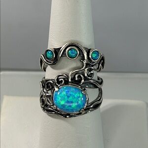 NWOT Vintage Design Passage To Israel Sterling Silver Synthetic Opal Ring